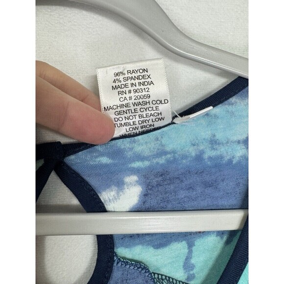 Parsley & Sage Abstract Sea Tunic Top Womens Large Blue Keyhole Back Long Sleeve - Picture 5 of 8